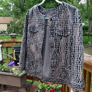 Ruby Rd Gray Faux Suede/Snake Jacket